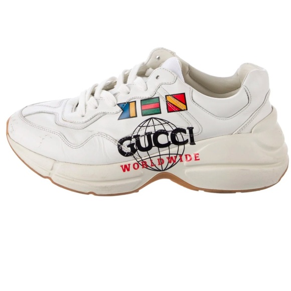 Gucci Rython Leather Low Top Chunky Sneakers Size 8 or 8.5 - Picture 1 of 5
